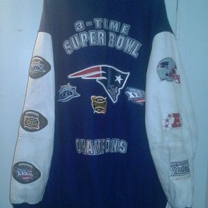 PATRIOTS 3 TIME SUPERBOWL LEATHER SLEAVE JACKET